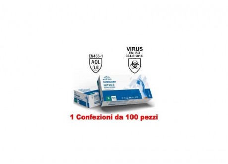 Guanti in nitrile uso medico senza polvere 1 confezione da 100pz taglia s/m/l